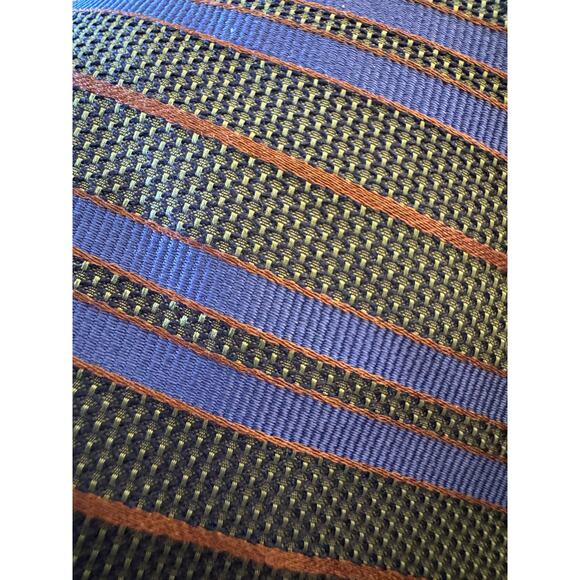 Robert Talbott Best of Class Classic Striped Mens Necktie Tie Olive Blue Orange - Picture 5 of 6